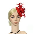 thumbnail image 1 of Weikingp Fascinators Hats for Women Funeral Hat with Veil Wedding Casual Clip Women Hair Fascinator Headpieces Handmade Headband Tea Party Hats for Women Red One Size Clearance！, 1 of 8