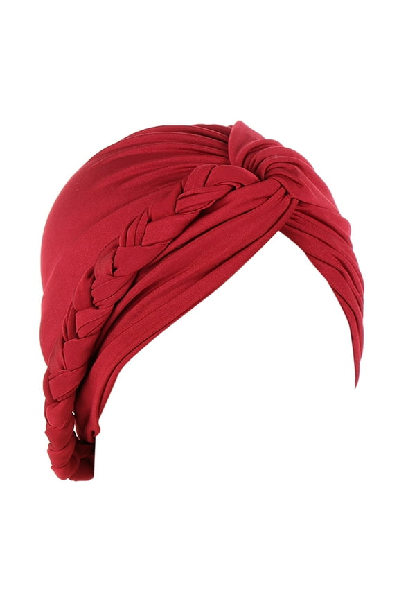 Fascinators Hats for Women Women Braid Turban Hats Hat Cap Hair Bonnet Head Scarf Wrap Cover Hats for Men Hats for Women Mens Hats () Wine Polyester
