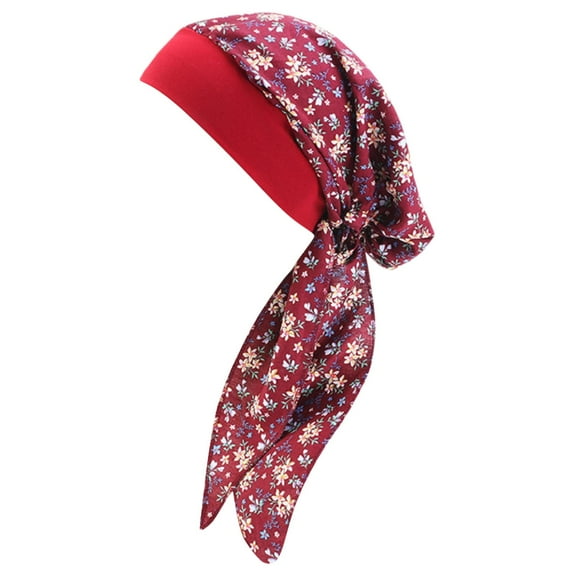 Weikingp Fascinators Hats for Women Women'S Casual Loose Print Chemo Beanie Cancer Headwear Turban Cap Hats for Men Hats for Women Mens Hats () Wine Polyester