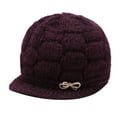 thumbnail image 1 of Weikingp Fascinators Hats for Women Women Winter Warm Knit Hat Wool Snow Ski Caps With Visor Hats for Men Hats for Women Mens Hats (Clearance) Purple knitting, 1 of 4
