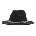 thumbnail image 1 of Weikingp Fascinators Hats for Women Womens Classic Wide Floppy Panama Hat Belt Buckle Wool Fedora Hat Hats for Men Hats for Women Mens Hats () Black Cotton, 1 of 1