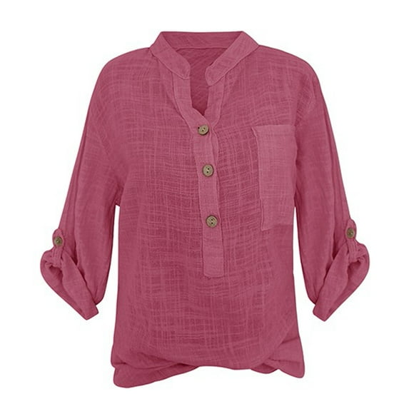 Weikingp Floral Shirts For Women Casual Tops For Women Cooling Shirts For Women Three Quarter Sleeve Tee Shirts For Women Dressy Shirts For Women Trendy Pink L