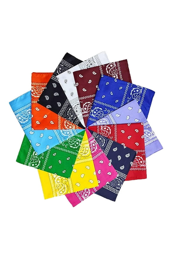Handkerchiefs for Men Bandana Sided Colored Head Bandanas Paisley Dozen Set Cowboy Scarf Multi Double Handkerchief Handkerchiefs for Women Mens Handkerchiefs (Clearance) Multicolor Polyester