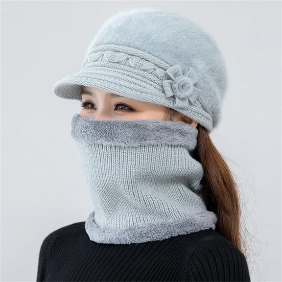 Weikingp Hats for Women,Fleece Lined Womens Beanie Hat Winter Hat Scarf Set Women'S Winter Hat Middle and Old Warm Earmuff Hat Winter Hat Beanie Hats for Women Clearance Grey