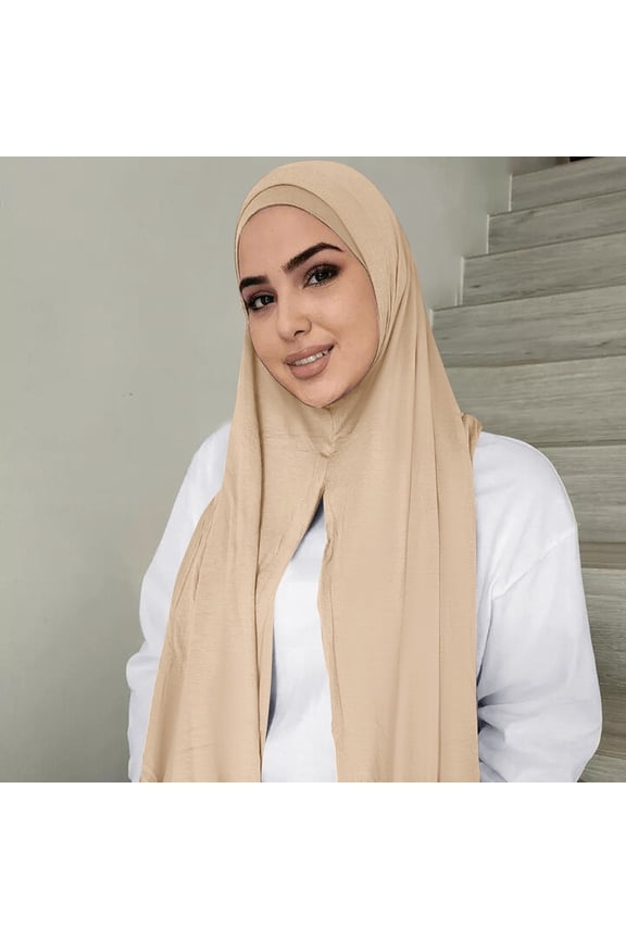 Head Coverings for Women Hijab Undercap Muslim Head Scarf Solid Color Long Scarf Wrap Scarves Cotton Scarf for Women Fashion Turbans for Women Beige One Size Clearance!