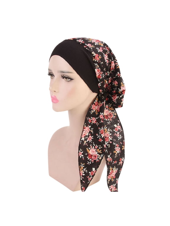 Head Coverings for Women Hijab Undercap Print Casual Loose Cap Women's Turban Headwear Baseball Caps Hair Covers for Women Fashion Black One Size