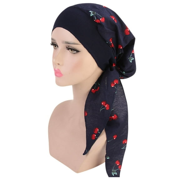 Weikingp Head Coverings for Women Hijab Undercap Print Casual Loose Cap Women's Turban Headwear Baseball Caps Hair Covers for Women Fashion Blue One Size Clearance!