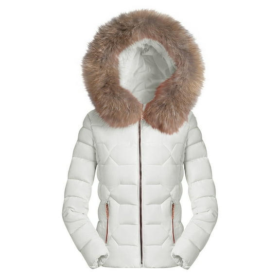 Weikingp Hoodies for Women,Autumn Winter Slim Casual Solid Hooded Long Sleeve Pockets Warm Jacket Tops Zipper Coat Fleece Jacket Women Jackets for Women White M