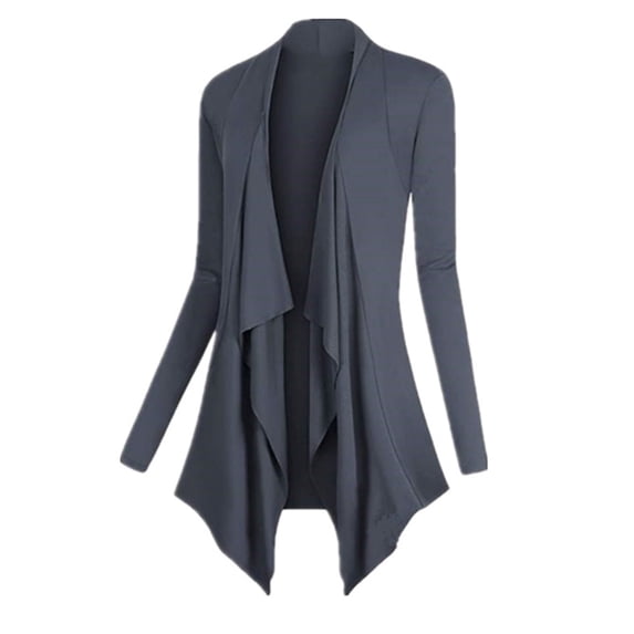 Weikingp Long Sleeve Cardigan for Women Shrugs for Women Cardigan Sweaters Draped Ruffles Cardigan Drape Fall Cardigan Flowy Cardigan Lightweight Summer Cardigan Gray 5XL