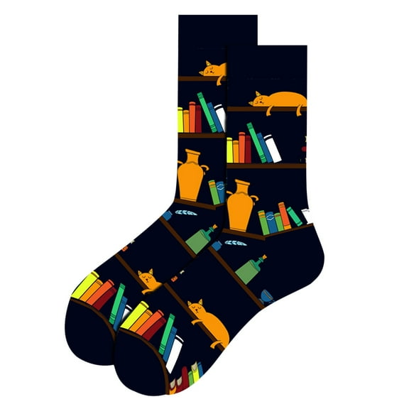 Weikingp Mens Socks Men'S Autumn And Winter Socks Santa Claus Snowflake Men'S Middle Tube Socks Damp Cotton Socks Compression Socks Men Mens Socks Socks for Women (Clearance) Black Polyester