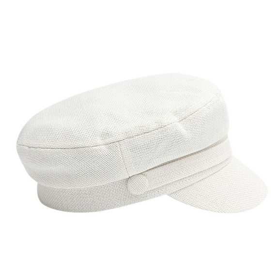Weikingp Military Style Hat Flat Top Hat Vintage Women Winter Solid Hat Beret Cap Korean Painter Newsboy Sun Hats for Women White One Size Clearance！