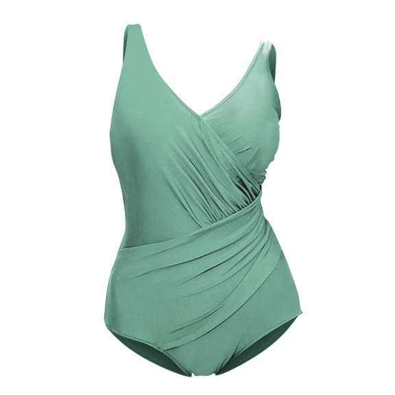 Weikingp One Piece Swimsuit Women Tummy Control Swimsuits Women's Swimsuit Foreign Trade Tight Drawstring Pleated Up Swimsuit In Stock Half Sleeve T Shirts For Women Green L Clearance！