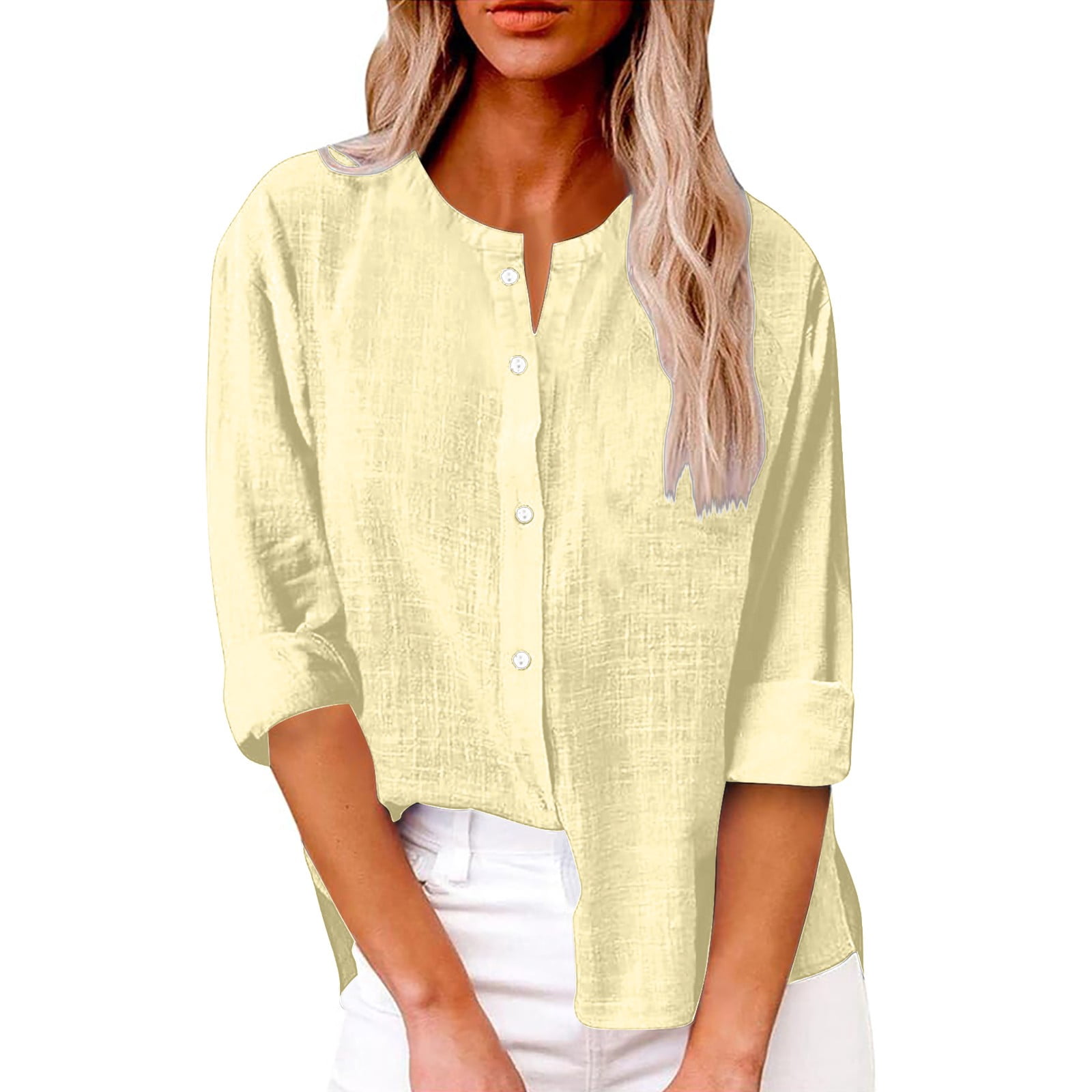 Weikingp Oversized Button Down Shirts For Women Linen Button Down Shirt ...