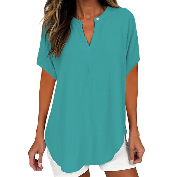 Weikingp Oversized Tshirts For Women V Neck Shirts For Women Womens V Neck T Shirts Tshirts Women Trendy Summer Tops Blue 2XL
