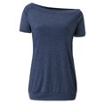 thumbnail image 1 of Weikingp Oversized Tshirts For Women Women's Summer Tops Women Boat Neck Short Sleeve Off Shoulder Solid Casual Loose T Shirt Tops Tshirts Shirts For Women Blue L, 1 of 4