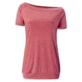 thumbnail image 1 of Weikingp Oversized Tshirts For Women Women's Summer Tops Women Boat Neck Short Sleeve Off Shoulder Solid Casual Loose T Shirt Tops Tshirts Shirts For Women Pink S, 1 of 4