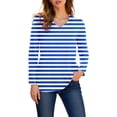 thumbnail image 1 of Weikingp Plain V Neck T Shirts Women Womens Long Sleeve Tops Summer Top Women Basic Long Sleeve Shirts For Women Thin Long Sleeve Shirts Women Blue 2XL, 1 of 5