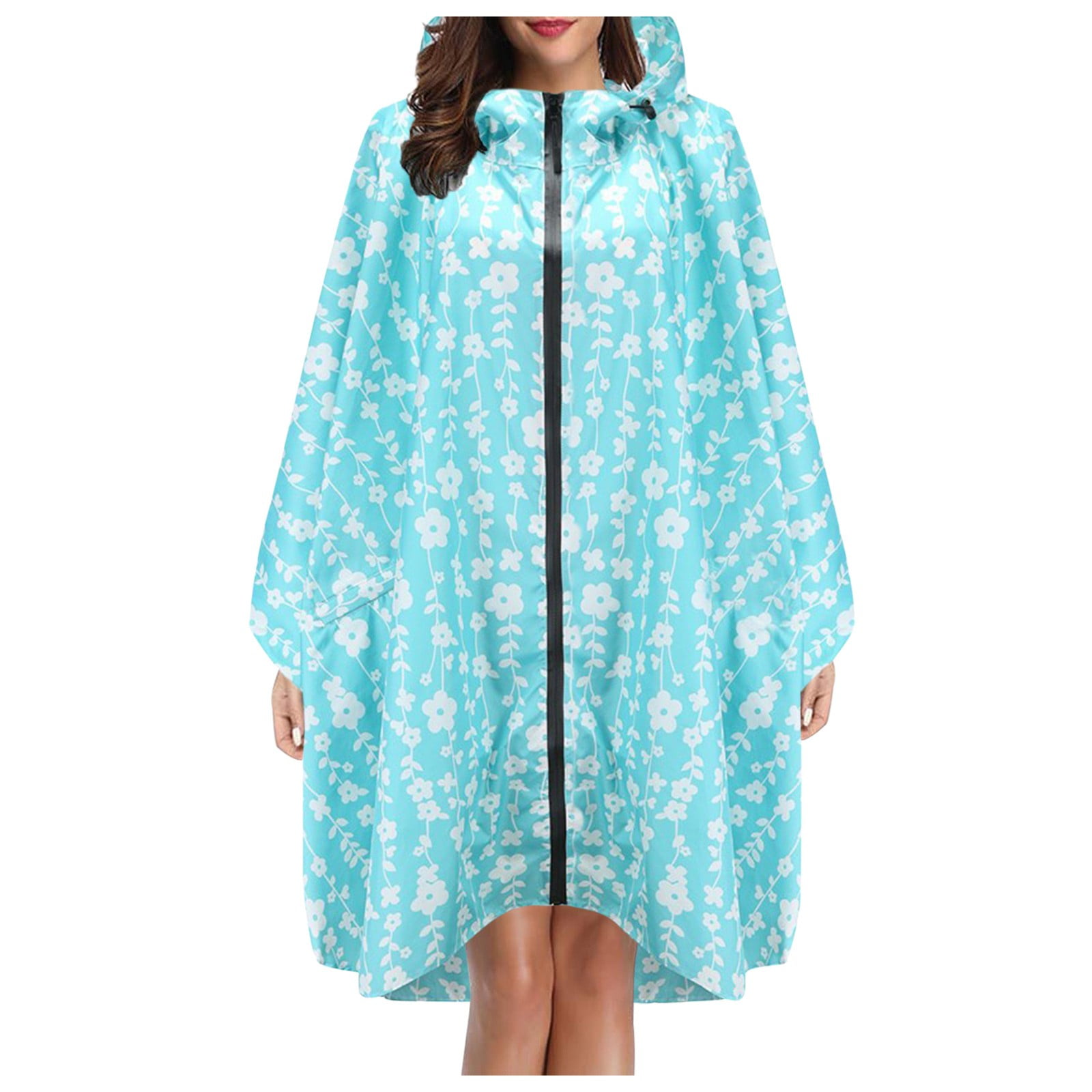 Weikingp Rain Ponchos for Adults Unisex Fashion Rain Jacket Coat Hooded Raincoat for Adults Teens With Pockets Rain Poncho Ponchos Adult Clearance