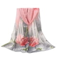 thumbnail image 1 of Weikingp Scarf for Women 160*50Cm Women Flower Print Long Soft Wrap Scarf Simulation Silk Shawl Scarves Neck Scarf Warm Scarf (Clearance) Pink Polyester, 1 of 6