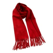 Weikingp Scarf for Women Winter Red Kint Feel Fleece Shawls Wraps Ladies Light Scarf Warm Scarves Womens Long Shawl Wraps Large Scarves Knit Tassel Scarf Neck Scarf Warm Scarf (Clearance)