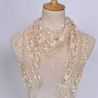 Weikingp Scarf for Women Women Lace Sheer Floral Scarf Shawl Wrap Tassel Scarf Neck Scarf Warm Scarf (Clearance) Beige Other