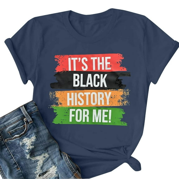 Weikingp Shirts for Women Oversized Graphic Tees Black Month T Shirt Women Casual Short Sleeve Cute Graphic Tops Tees Cotton Tshirts for Women Blue S
