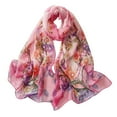 thumbnail image 1 of Weikingp Silk Scarf Scarfs for Women Lightweight Print Floral Pattern Scarf Shawl Fashion Scarves Sunscreen Shawls And Wraps for Spring Silk Hair Ties Silk Scarves (Clearance) Hot Pink Chiffon, 1 of 3