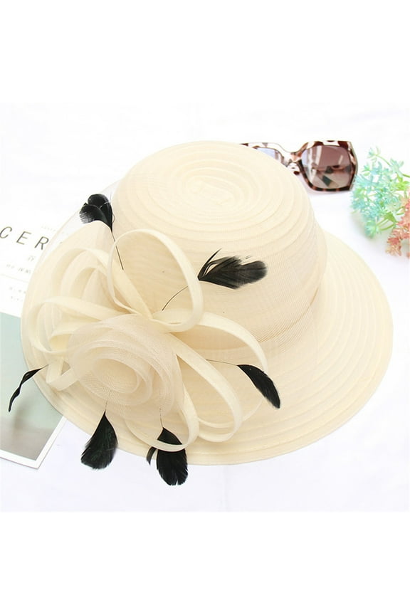Spring Hats for Women Floppy Hat Women's Church Daily Cap Fascinator Bridal Tea Party Wedding Hat Dress Hats for Women Beige One Size Clearance!