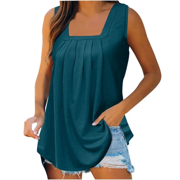 Weikingp Strapless Tops For Women Sleeveless Tops For Women Built In Bra Tank Tops For Women Plus Size Sleeveless Blouse Summer Tank Tops For Women Blue M