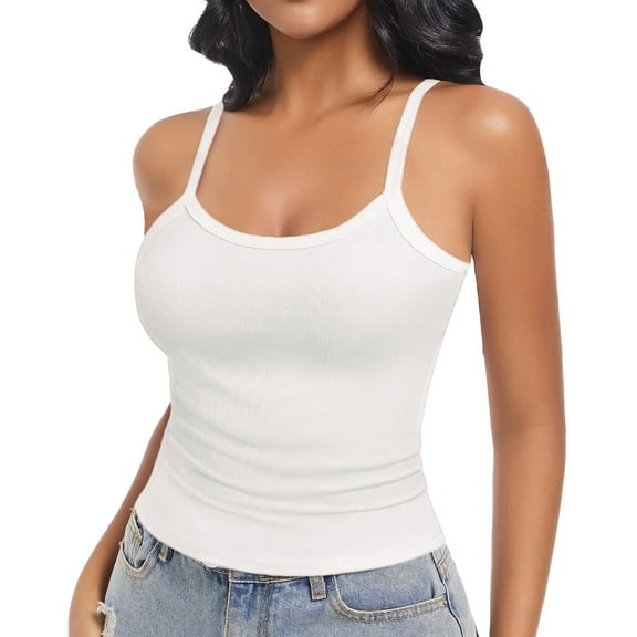 Weikingp Strapless Tops For Women Tank Tops For Women 2024 Plus Size Sleeveless Blouse Halter Neck Tank Top Thick Strap Tank Tops For Women White L