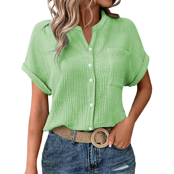 Weikingp Summer Tops For Women Womens Tops Dressy Casual Short Sleeve Tops For Women Tshirts Shirts For Women Business Casual Tops For Women Green XL