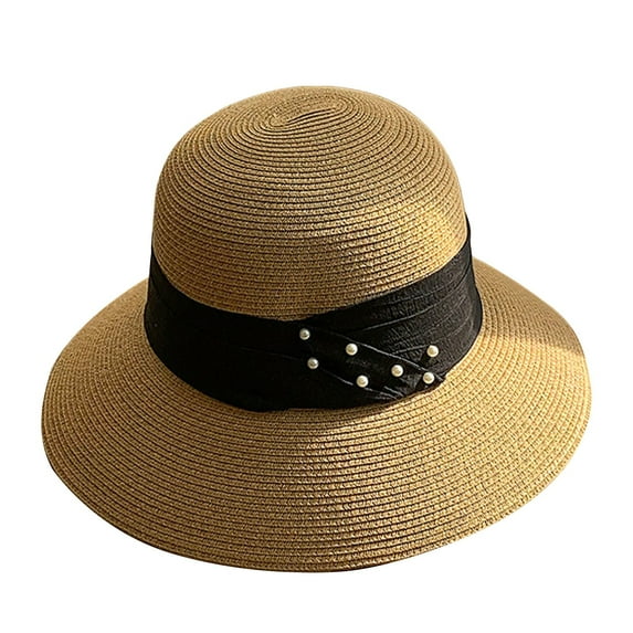 Weikingp Sun Hat Fisherman Cap Women's Summer Beach Hat Retro Hat Sunshade Hat Top Hat Straw Hats For Women Ladies Summer Hats Sun Visor Brown One Size Clearance!