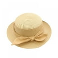 thumbnail image 1 of Weikingp Sun Hat Wide Brim Hat Little Girl Kids Breathable Summer Hat Foldable Bowknot Wide Brim Floppy Beach Hats Straw Hats For Women Ladies Summer Hats Sun Visor Beige A Clearance！, 1 of 6