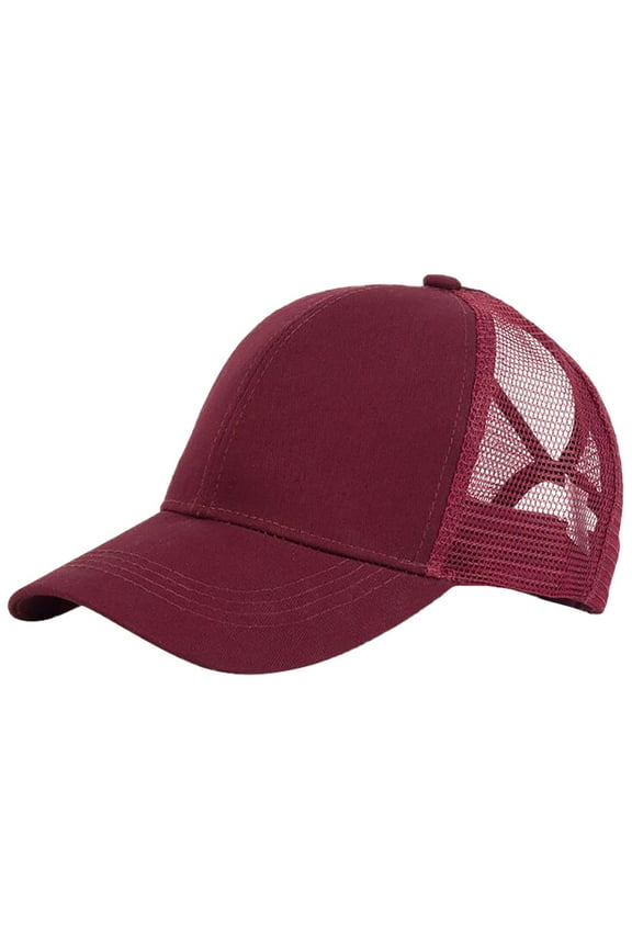 Sun Hats for Women Outdoor Unisex Baseball Mesh Cap Open Back Solid Color Sun Hat Cap Sun Hat Bucket Hats for Woman Sun Hats for Men (Clearance) Wine Polyester