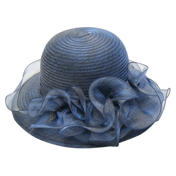 Weikingp Sun Hats for Women Party Wedding Tea Fascinator Women'S Hat Bridal Baseball Caps Sun Hat Bucket Hats for Woman Sun Hats for Men () Navy Polyester