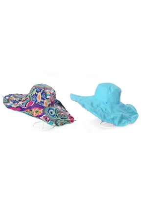 Clearance! Sun Hats for Women, Hat Two-Side Wide Big Women Beach Cap Brim Print Brim Hats Sun Floppy Baseball Caps, Sun Hats for Men, Sun Hats for Women Uv Protection Blue