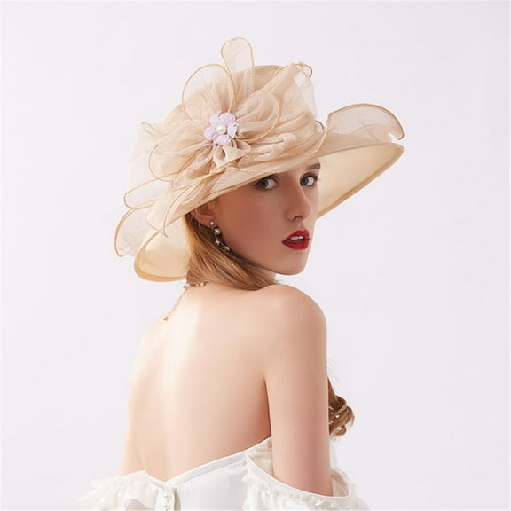 Weikingp Sun Hats for Women Women'S Church Kentucky Derby Fascinator Bridal Tea Party Wedding Hat Sun Hat Bucket Hats for Woman Sun Hats for Men (Clearance) Khaki Polyester