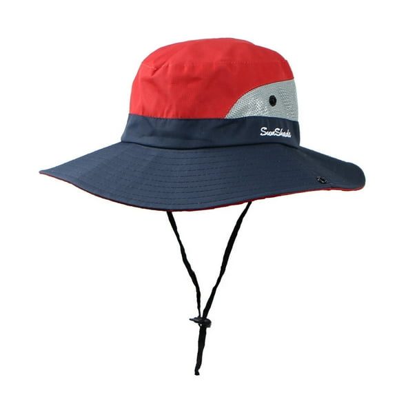 Weikingp Sun Hats for Women Womens Uv Protection Wide Sun Hats Cooling Mesh Ponytail Hole Cap Foldable Hat Sun Hat Fascinators Hats for Women Bucket Hats for Woman (Clearance) Red Polyester