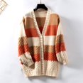 thumbnail image 1 of Weikingp Sweaters for Women,Cardigan European and American Solid Color Mid Length Coarse Sweater Sweater Women Winter Coats for Women Cardigan Sweaters for Women Clearance Orange L, 1 of 5