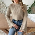 thumbnail image 1 of Weikingp Sweaters for Women,Women'S Short Crop Top Woven Sweater Autumn and Winter Flared Sleeve Half High Neck Pullover Sweater Cable Knit Sweater Women Pullover Sweaters for Women, 1 of 9