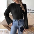 thumbnail image 1 of Weikingp Sweaters for Women,Women'S Short Crop Top Woven Sweater Autumn and Winter Flared Sleeve Half High Neck Pullover Sweater Cable Knit Sweater Women Pullover Sweaters for Women, 1 of 7