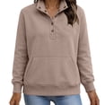 thumbnail image 1 of Weikingp Sweatshirts for Women Plain Oversized Sweatshirt Women'S Snap Button Pullover Tops Casual Long Sleeve Stand Neck Lightweight Sweatshirt Jumpers for Women Casual Henley Shirt Bronze 2XL, 1 of 6