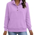 thumbnail image 1 of Weikingp Sweatshirts for Women Plain Oversized Sweatshirt Women'S Snap Button Pullover Tops Casual Long Sleeve Stand Neck Lightweight Sweatshirt Jumpers for Women Casual Henley Shirt Purple 3XL, 1 of 5