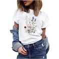 thumbnail image 1 of Weikingp T Shirts For Women Clearance,Women'S Casual Floral Print Round Neck Short Sleeve Top T Shirt Crew Neck Womens Tops White S, 1 of 3