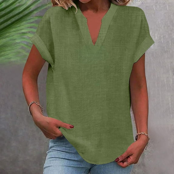 Weikingp T Shirts For Women Clearance,Women'S Fashion Casual V Neck Short Sleeve Top T Shirt V Neck T Shirts For Women Womens Tops Green S