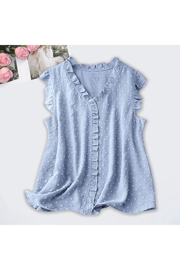 T Shirts For Women ,Fashionable New Summer V Neck Top With Wool Fabric And Sleeveless Vest V Neck T Shirts For Women Womens Tops Blue S