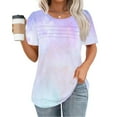 thumbnail image 1 of Weikingp T Shirts For Women Clearance,Plus Size Womens Blouses Casual Tunic Tops For Women Loose Fit Short Sleeve Women'S Trendy Gradient Tshirts Crew Neck Womens Tops Hot Pink S, 1 of 4