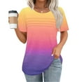 thumbnail image 1 of Weikingp T Shirts For Women ,Plus Size Womens Blouses Casual Tunic Tops For Women Loose Fit Short Sleeve Women'S Trendy Gradient Tshirts Crew Neck Womens Tops Hot Pink M, 1 of 3