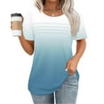 thumbnail image 1 of Weikingp T Shirts For Women ,Plus Size Womens Blouses Casual Tunic Tops For Women Loose Fit Short Sleeve Women'S Trendy Gradient Tshirts Crew Neck Womens Tops Sky Blue 3Xl, 1 of 3