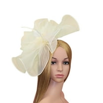 Weikingp Tea Party Accessories for Women Hat with Veil Fascinator Hat Flower Feather Mesh Tea Hairband for Women Tea Party Accessories for Women Beige One Size Clearance!